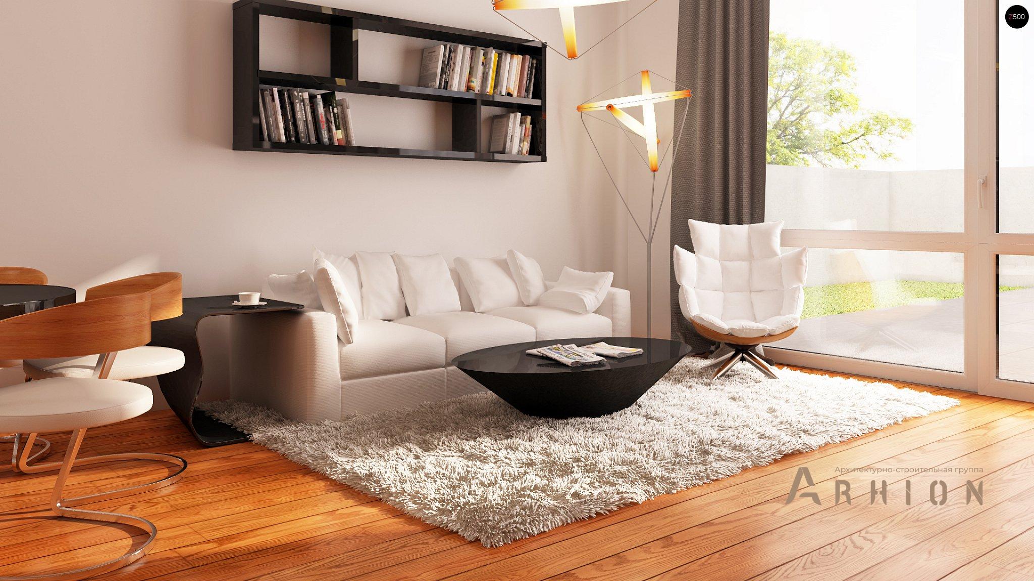 3. Проект одноэтажного дома в европейском стиле с двускатной кровлей, Z7 L GL, площадью - 106 кв c терассой, гаражом